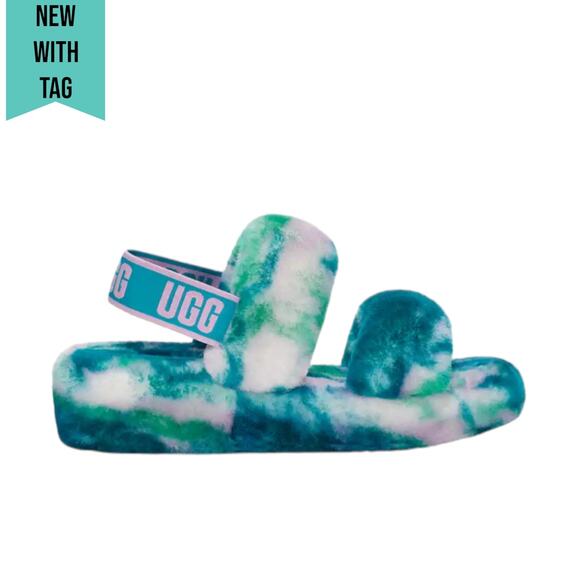 UGG Australia Oh Yeah Marble Sldie Sandals Turquoise Size 10 - Picture 2 of 14